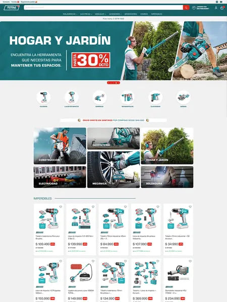 Tienda online de Herramientas Total desarrollada en Shopify